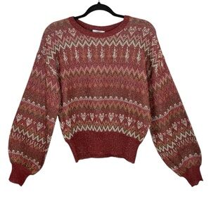 Anthropologie X Happy Sheep Fair Isle Lurex Sparkle Balloon Sleeve Sweater Large